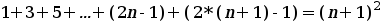 1 + 3 + 5 + ... + (2n - 1) + (2*(n +1) -1) = (n+1)^2